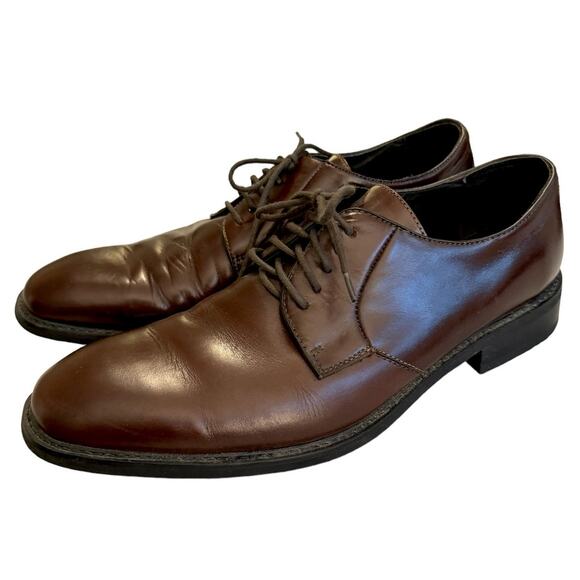 Natha Studios Men's Leather Dress Shoes Oxfords Lace Up 11.5D Brown Office Work - Picture 1 of 10